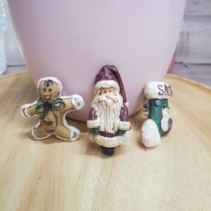 Vintage Christmas Holiday Clothing Button Covers Santa Gingerbread Sock